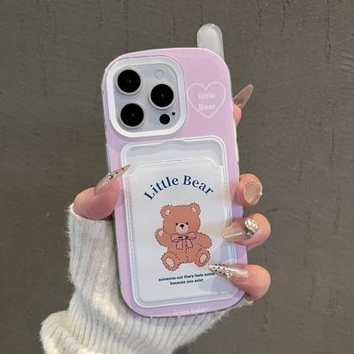 Transparent Cute Cartoon Big Brother Card Holder for Apple 13promax Mobile Phone Case New Case Lanyard for Apple Mobile Phone Case