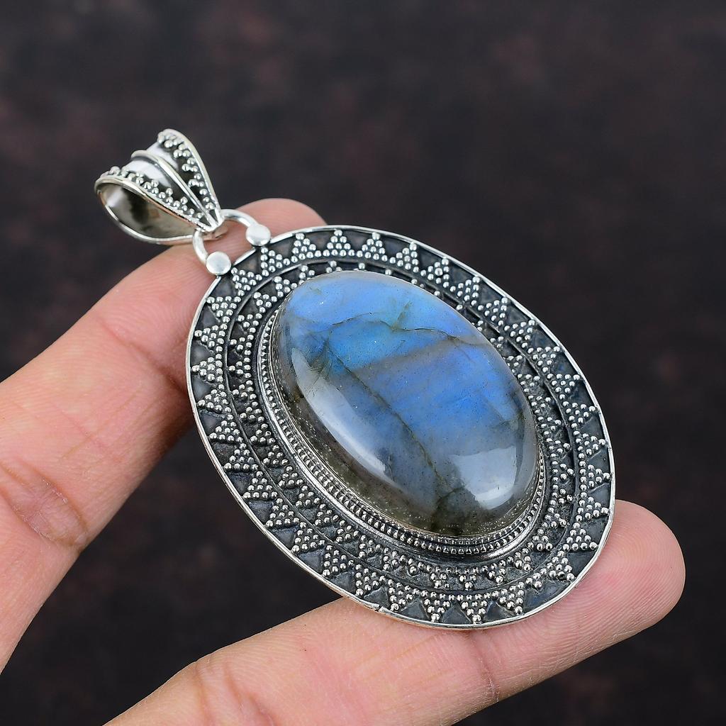 Labradorit Anhänger Natürlicher Edelstein Anhänger Vintage Anhänger Handgefertigter Schmuck 925 Sterling Silber Anhänger Labradorit Schmuck Geschenk für Frauen
