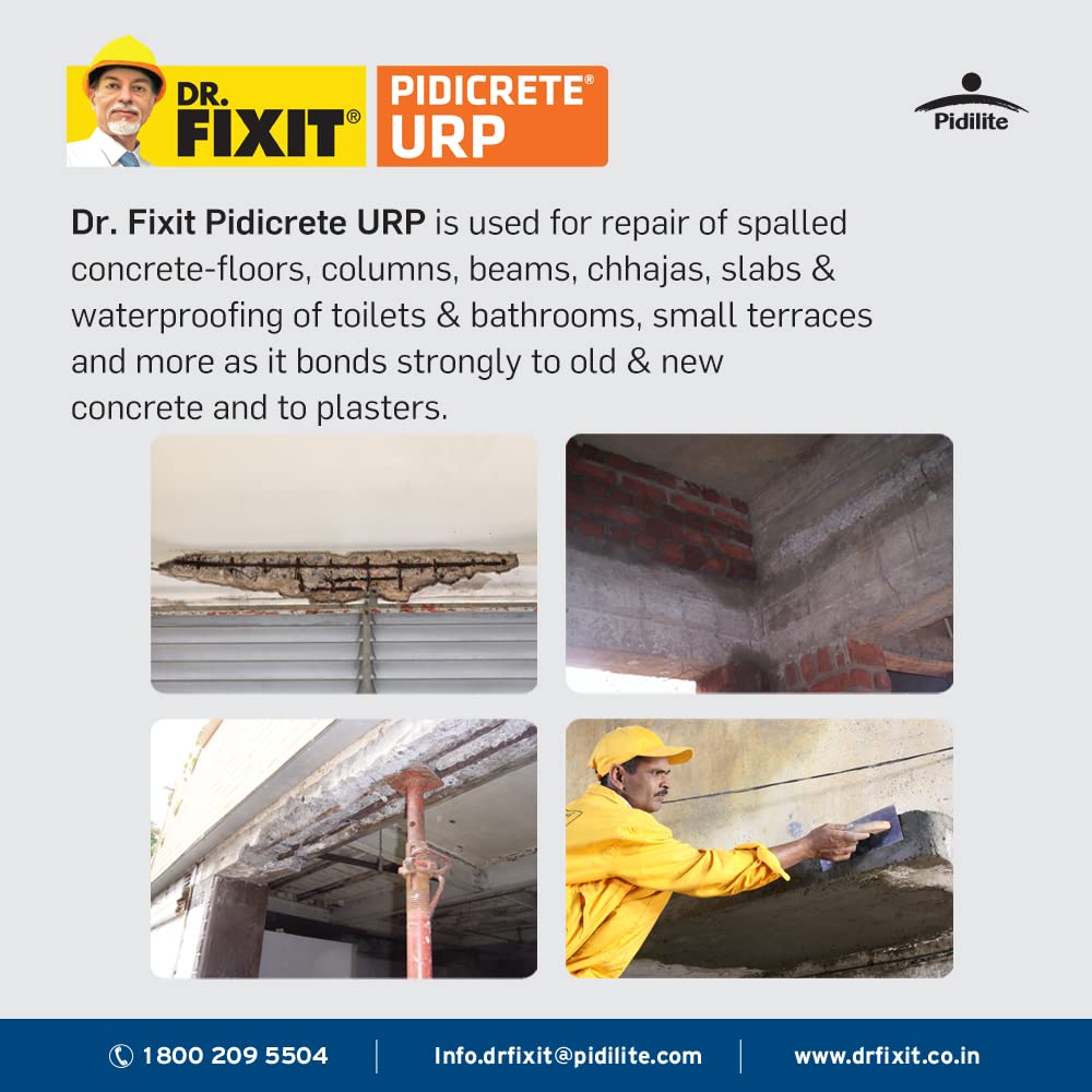 Dr.Fixit 301 SBR Latex Pidicrete URP Bonding Agent For Concrete Repairs Waterproofing Additive 500 gms Grey Liquid