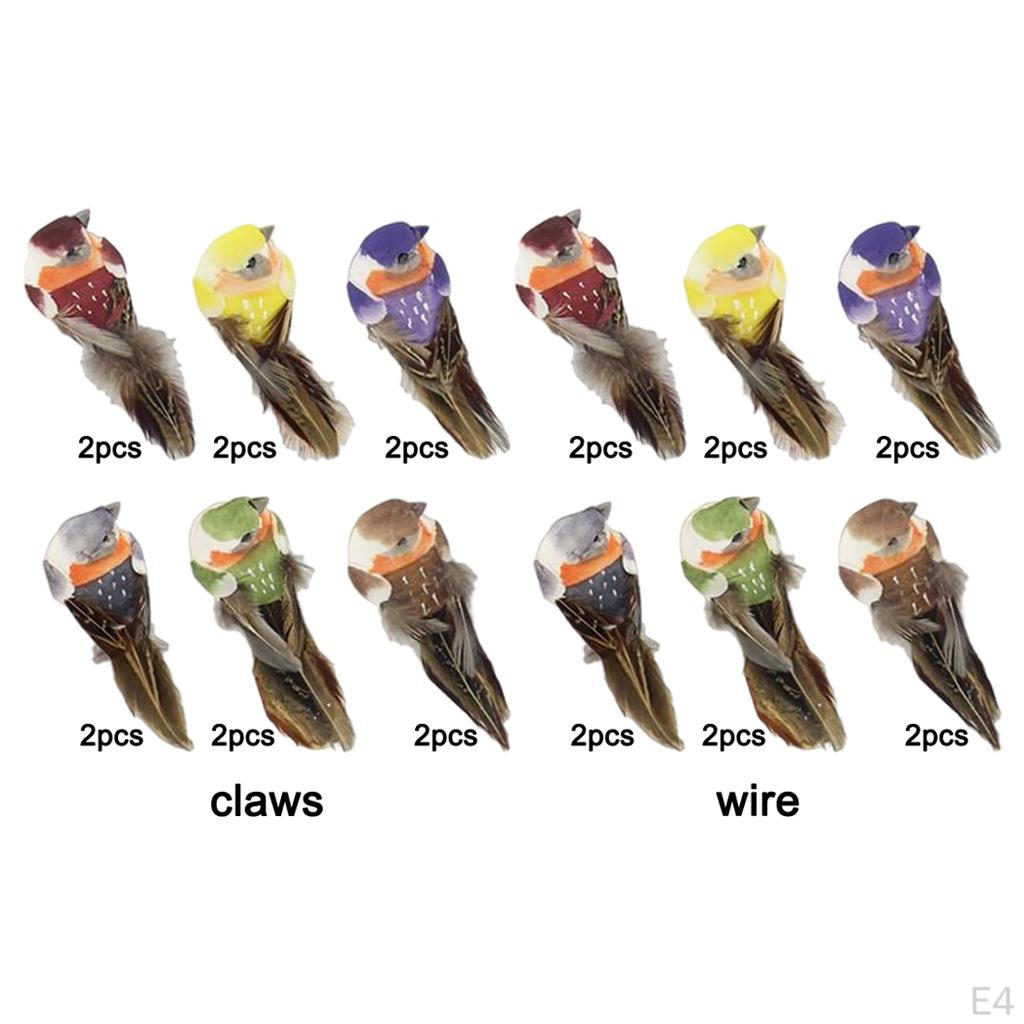 12 Pcs Birds Figurines Artificial Foam feather type bird for crafts Decoration home and garden