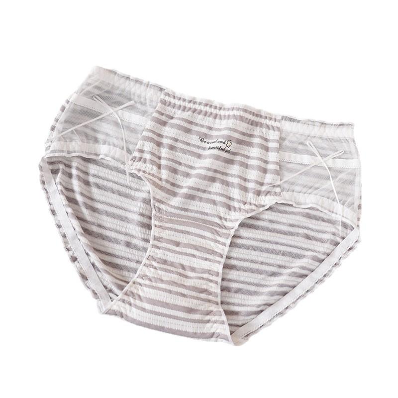Plus Size Girls Summer Sweet Puff Striped Comfy Crotch Antibacterial Briefs