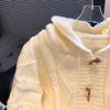 Lazy Horn Button Knitted Jacket Women's Autumn Winter New Warm Soft Waxy Loose Retro Niche Sweater Cardigan