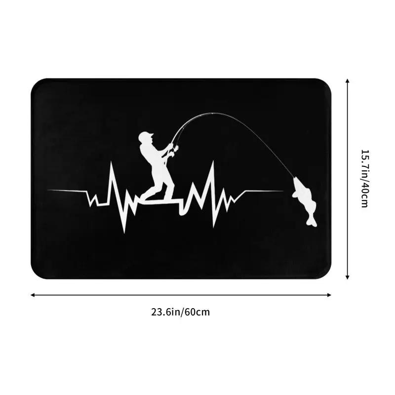 Fishing Heartbeat Doormat Anti-Slip Bathroom Kitchen Mat Toilet Floor Door Entrance Carpet Rug