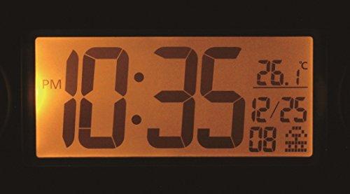 RHYTHM Loud Alarm Clock, Radio-Controlled, Digital, 20 Sounds & Double Alarm, Fit Butler Juke, White