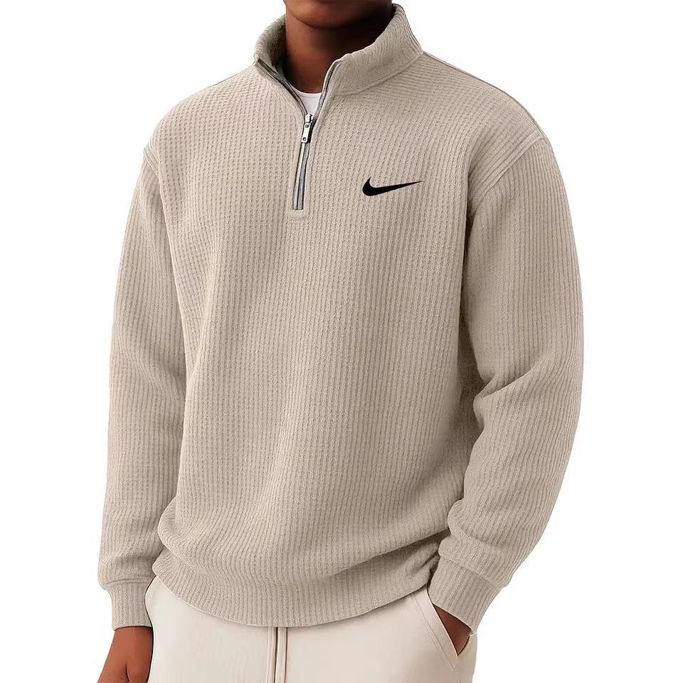 Men's Spring/Autumn Stand Collar Zipper Top - Casual Loose Fit