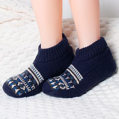 Chaussettes Pantoufles d'Hiver Rétro Chaussettes Coupe Basse Épaisses Doublées Polaire Chaussettes avec Adhérence Pantoufle Cheville Antidérapante