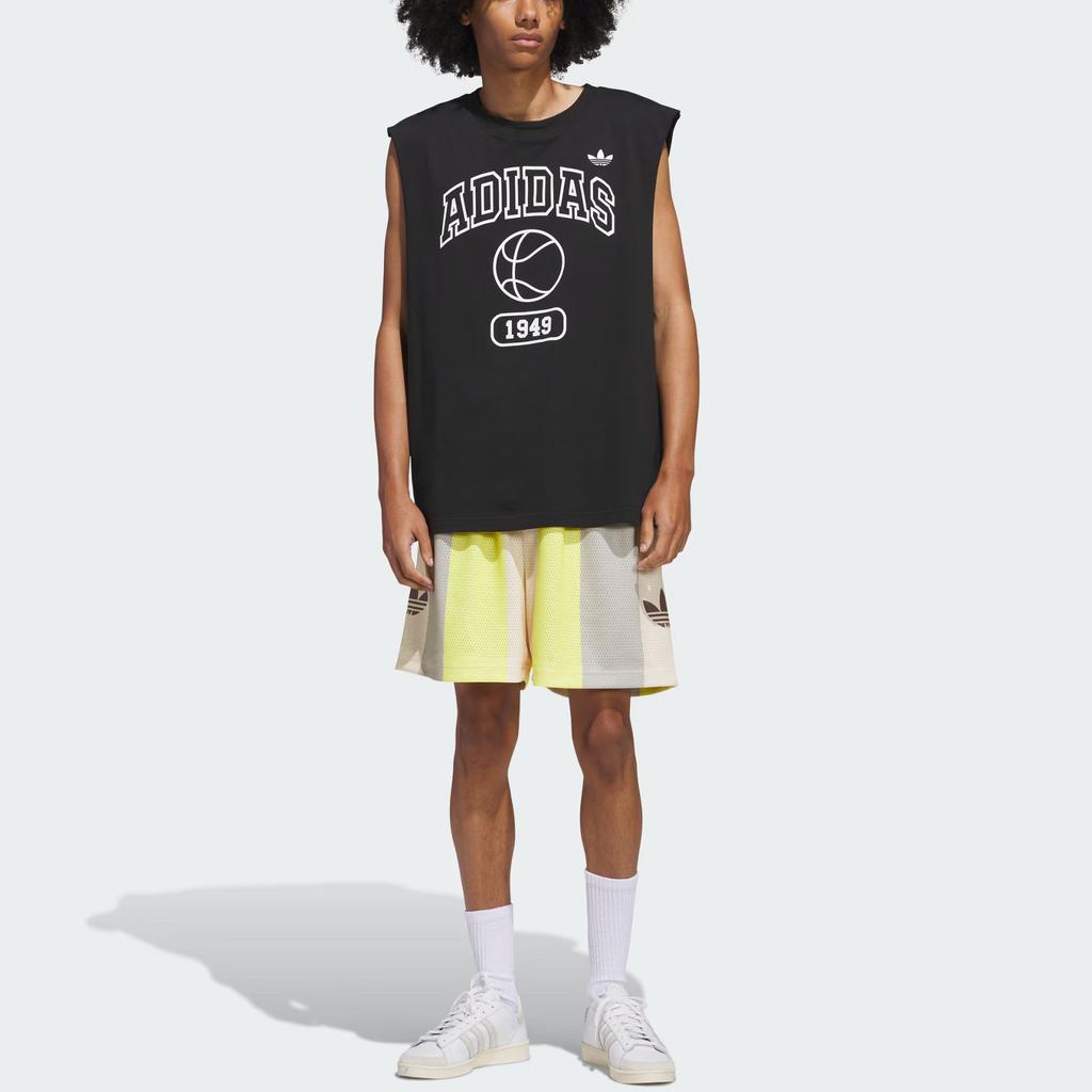 Adidas Originals Basketball Tank Fashion Simple Loose Round Neck Unisex Tops Black White JD5191