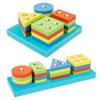 Kids' Wooden Educational Building Blocks: Four-Column Macaron Shape Recognition Set