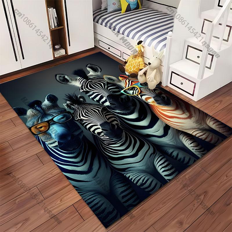 Colorful zebras wearing quirky glasses carpet Yoga living room room decor children's crawling mat doormat area rug