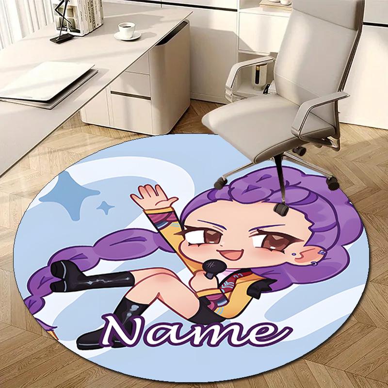 Personalisierter K-KPop Dämonenjäger Runder Büroteppich - Perfekt für Fußmatte, Bürostuhl & Mehr - Ideales Geschenk für Geburtstage und Feiertage