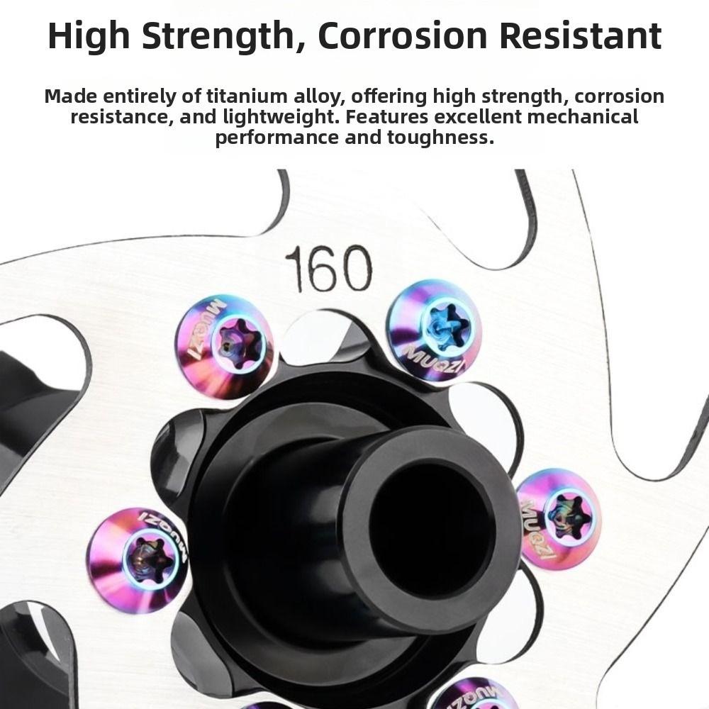 6pcs Titanium Bike Disc Brake Rotor Bolts T25 Torx M5 X 10mm Disc Brake Rotor Fixing Bolts Ultralight Fixing Screws