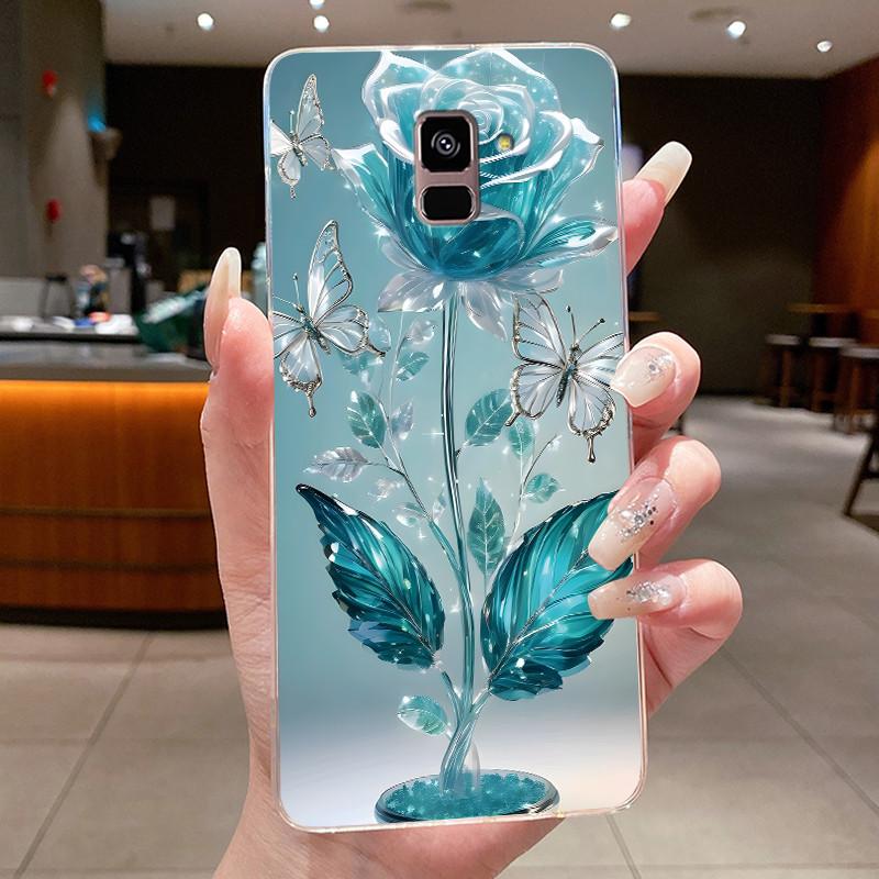 

Case For Samsung Galaxy A8 A6 A5 2018 Flower Butterfly Phone Shells For Samsung A6 A8 Plus Soft Silicone Transparent TPU Cover Samsung A5 2018