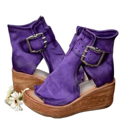 Sandali estivi da donna, nuovi sandali alla moda retrò con plateau e punta aperta, in pelle PU, con cerniera, fondo spesso, scarpe da donna, sandali da donna