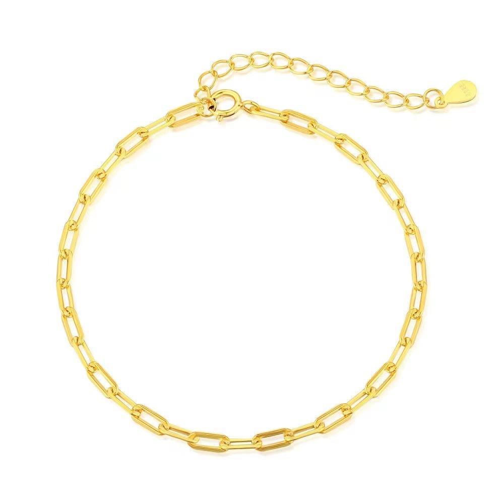 Vintage Jewelry 925 Sterling Silver Paper Clip Bracelets Charm Gold Plated Adjustable Paperclip Link Chain Bracelet for Women