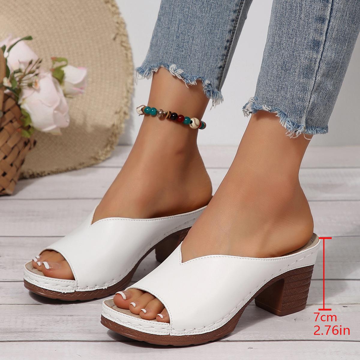 High-heeled Shoes, Flip-flops, Women s Shoes, Chunky Heels, Sandals 36 белый