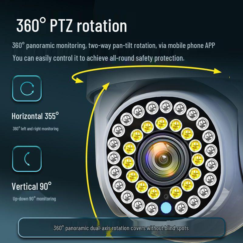 HD Smart Wireless WiFi Surveillance Camera with Dual Light, Full-Color, Waterproof, Small Ball Design for Home Monitoring