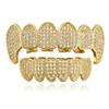 925 Sterling Silver HipHop Dental Grills Teeth Grillz Halloween Tooth Grillz Micro Pave Zircon Top Bottom Mouth Teeth Grills Set