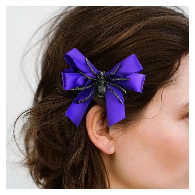 1-6PCS Halloween Spider Bow Hair Clips New Spider Theme Hair Accessories for Cosplay Costume Party Dress Up Festival Daily Wear