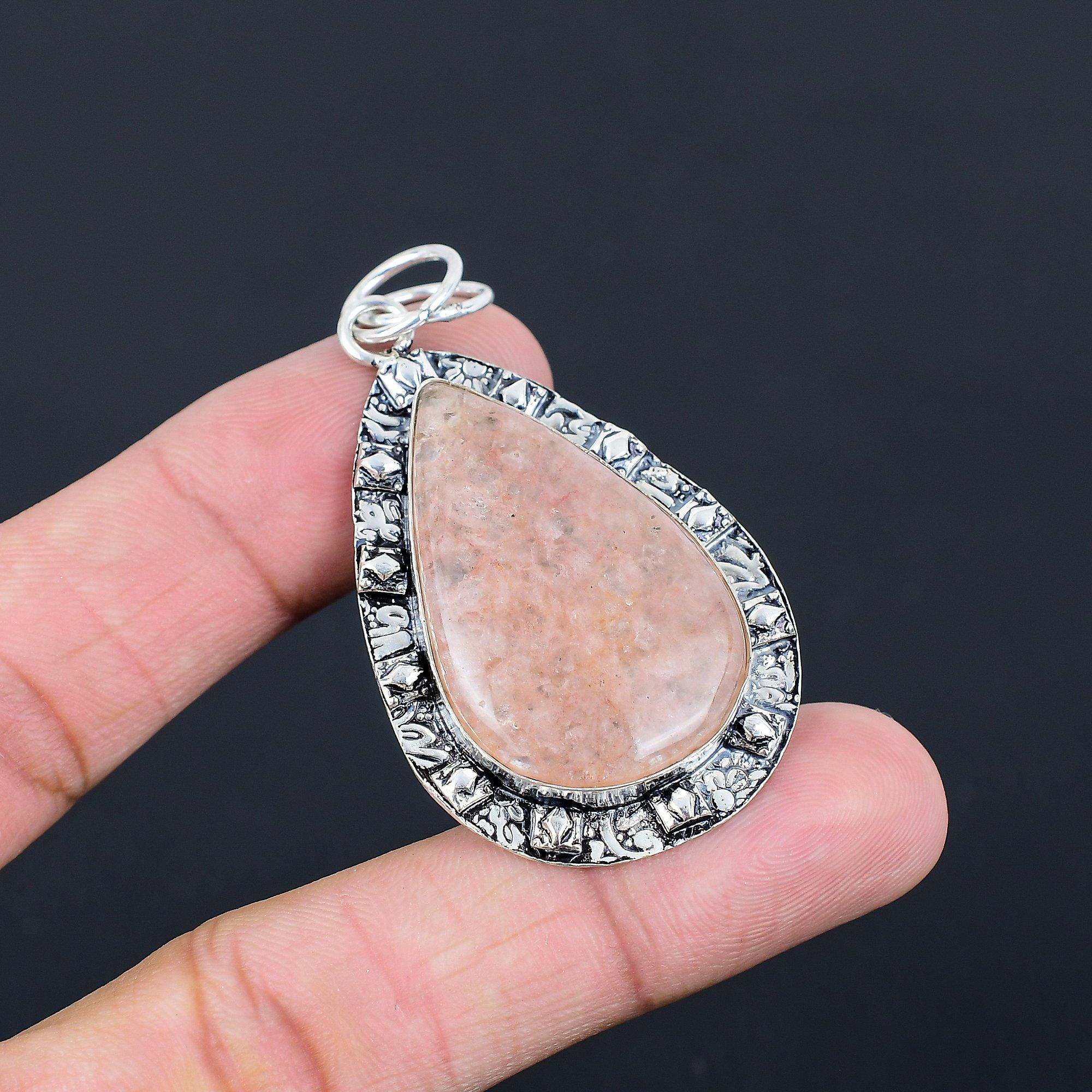 Womens day Deal Strawberry Quartz Gemstone Bezel New Pendant Jewelry 925 Silver