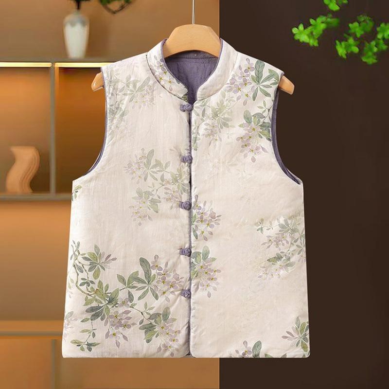 Double-sided double-worn women's autumn and winter cotton vest, disc-buckled vest, thickened thermal vest top women