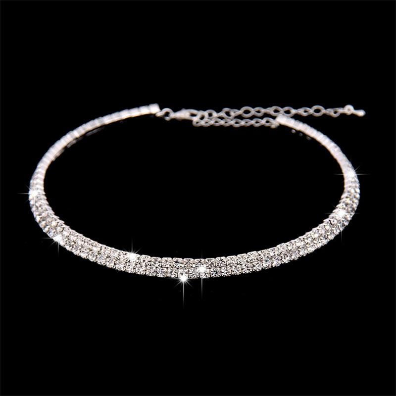 Fashion Bride Jewelry Sets Silver Plated Wedding Dress Banquet Necklace Earring Set Ladies Party Gift