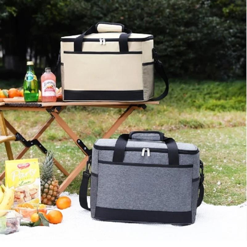Large-Capacity Square Ice Packs Minimalist Insulated Lunch Box Bag Crossbody Fresh-Keeping Picnic Bag for Outdoor Use