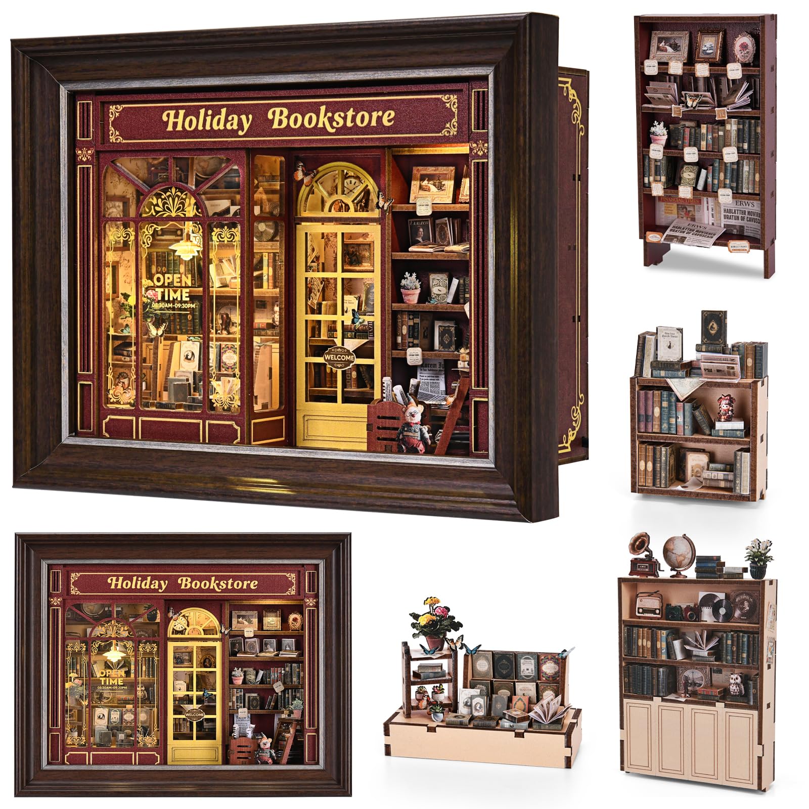 

CRESYMME Кукольный домик Миниатюрный бук-нук Деревянный 3D Сделай сам Ручной работы для взрослых Набор, Пазл, (Книжный магазин «Мостовая»)