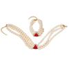 Geometric Crystal Multilayer Imitation Pearl Necklace Necklace Bracelet Stud Earrings Set Bridal Crystal Jewelry Women