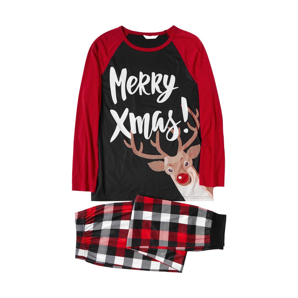 Christmas Print Family Matching Long-Sleeved Top + Pants Set