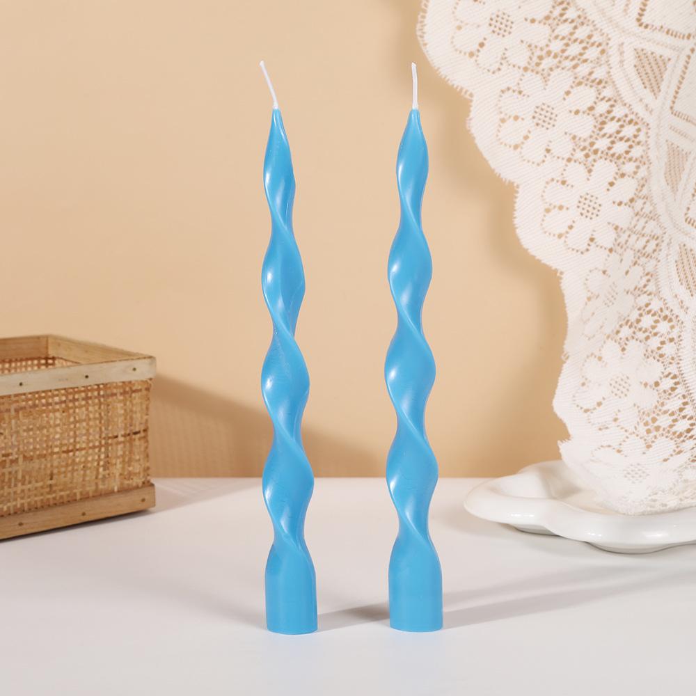 25cm Classic Colorful Threaded Long Rod Candle Household Creative Odorless Twisting Rod Wax