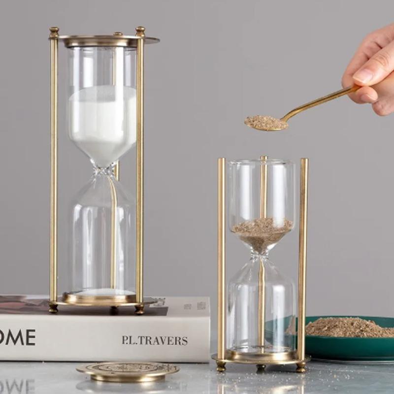 Metal Self-assembled Hourglass Ornaments Hourglass Timer Glass Desktop Ornaments Creative High-grade Retro Hourglass Timer