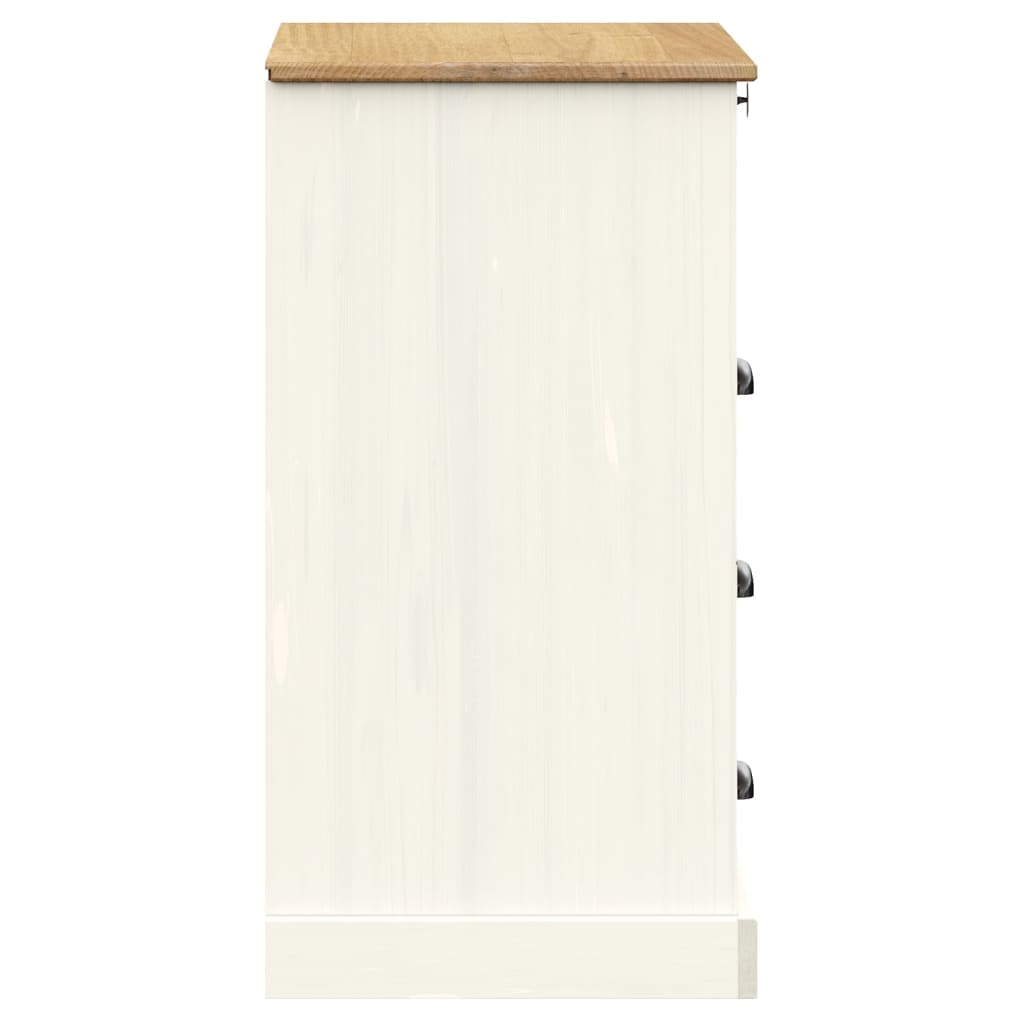 Vidaxl Kommode Vigo, Weiß, 80X40X76 Cm, Massives Kiefernholz