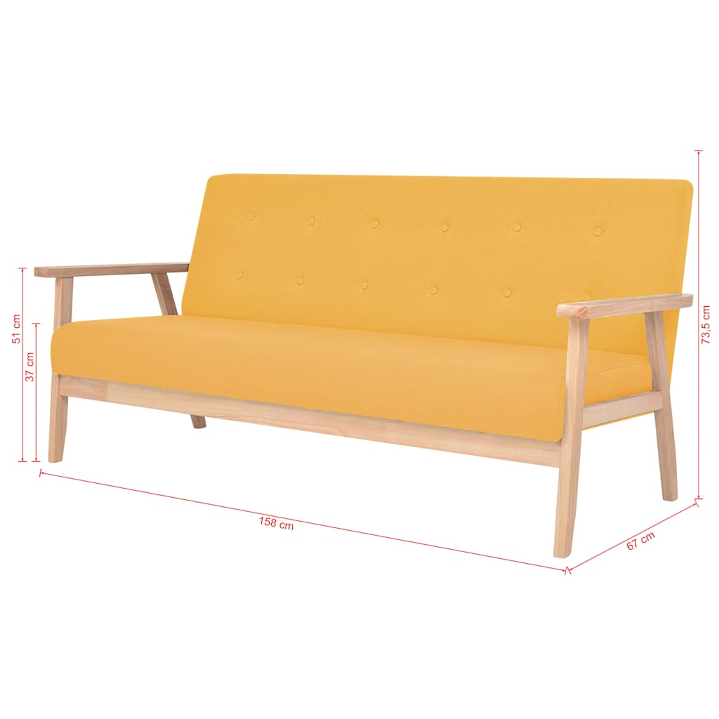 Vidaxl 3-Osobowa Sofa Tapicerowana, Żółta