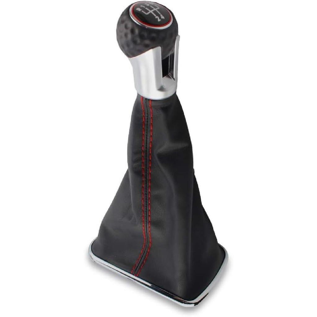 for W Boora MmmK4 Golllf 4 Jeettaa 4 98-04 Car Gear Shift Knob with Chrome Frame Black Leather 12mm (5 Speed)