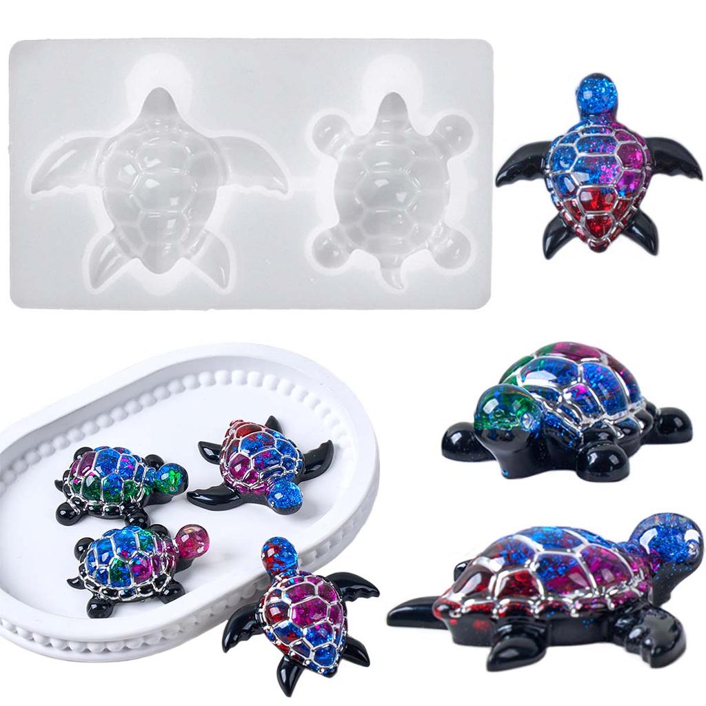3D Sea Turtle Keychain Silicone Mold DIY Ocean Theme Animal Ornaments Tortoise Turtle Craft Making UV Epoxy Resin Jewelry Molds