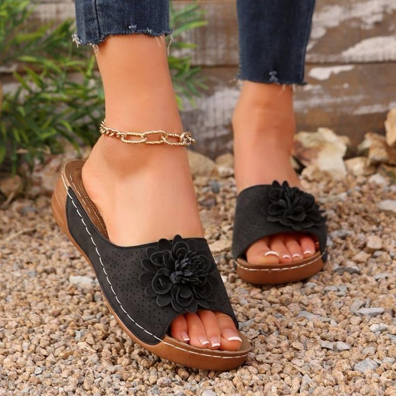 Women's Shoes Spring and Summer Wedge Heels Open-toe Flip-flops and Flip-flops