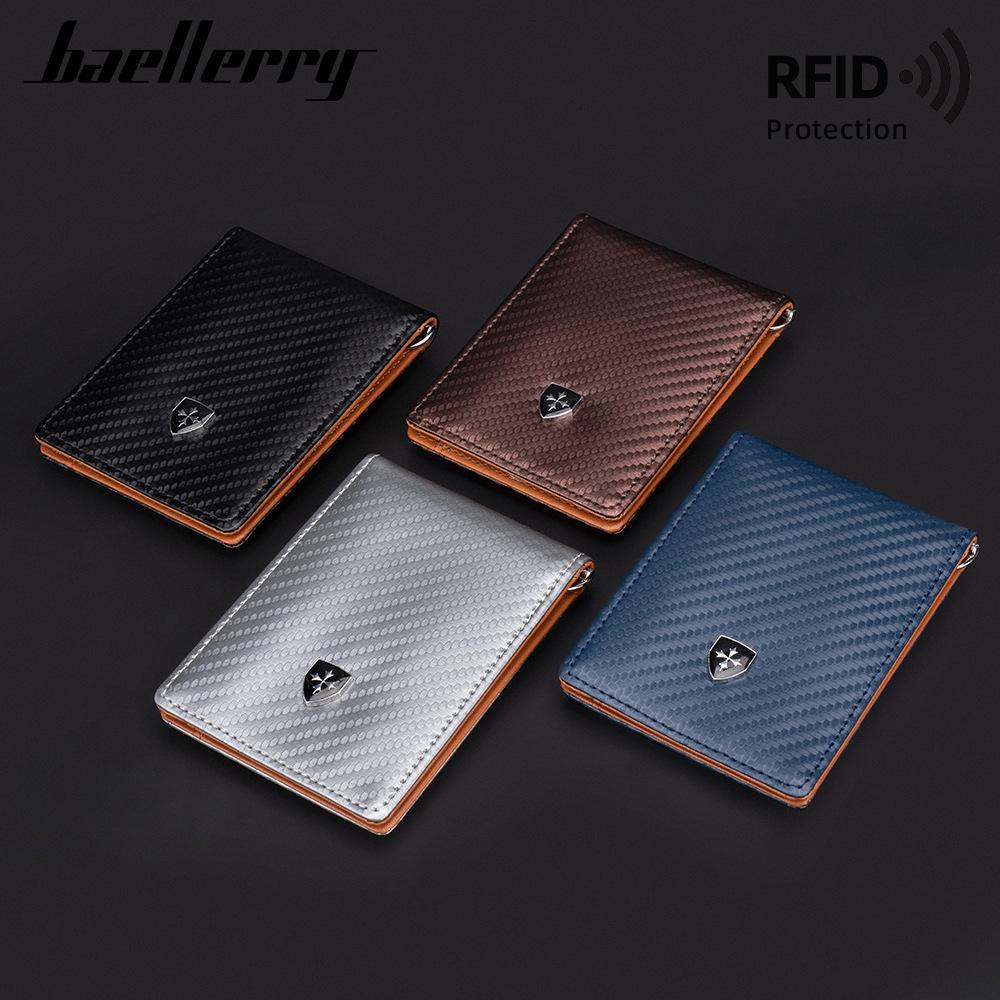 Zweifach gefaltete Brieftasche aus Kohlefaser mit RFID-Schutz für Herren, Kreditkartenetui mit magnetischer Abwehr, modische Brieftasche mit Münzfach