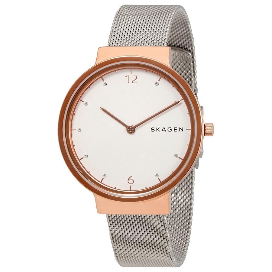 SKAGEN Ancher White Dial Stainless Steel Mesh Ladies Watch Women's Quartz Watch 50m 34mm hour SKW2616
