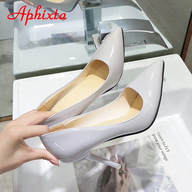 Fashion Aphixta 2024 Schuhe Damen Pumps High Heels Spitze Zehen Dünne Absätze 7cm 10cm Schuhe Hochzeit Party Freizeit Nude Super Große Größe 48