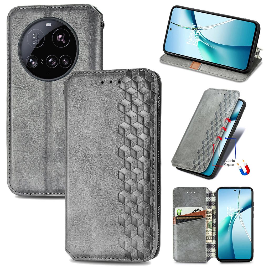 For Xiaomi 15 Ultra Case Rhombus Imprint PU Leather Wallet Phone Cover
