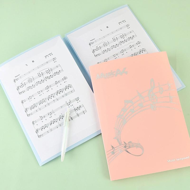4 Pages Plastic Sheet Music Folder A4 Size Storage Holder for Chorus Art Student