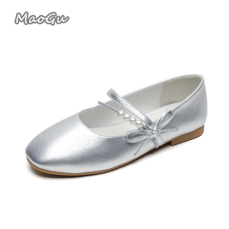 Fashion French Elegant Low Heel Women's Pumps Soft Sole Bowknot Beaded Slip on Mary Jane Shoes Comfortable Zapatos De Mujer Size 35-43