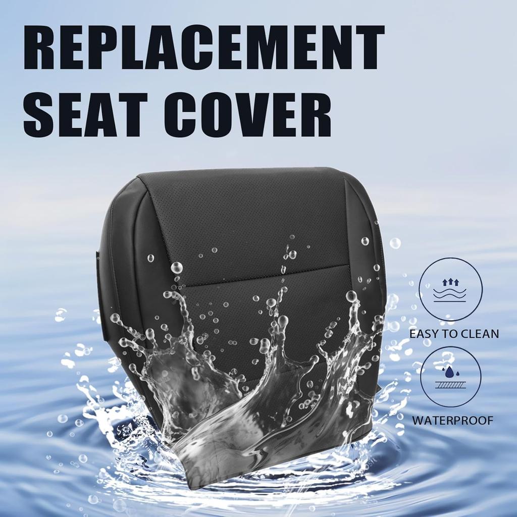 Priprilod Black Perforated Leather Driver Side Bottom Replacement Seat Cover Compatible with Lexus ES350 300h 2013 2014 2015 2016 2017 2018