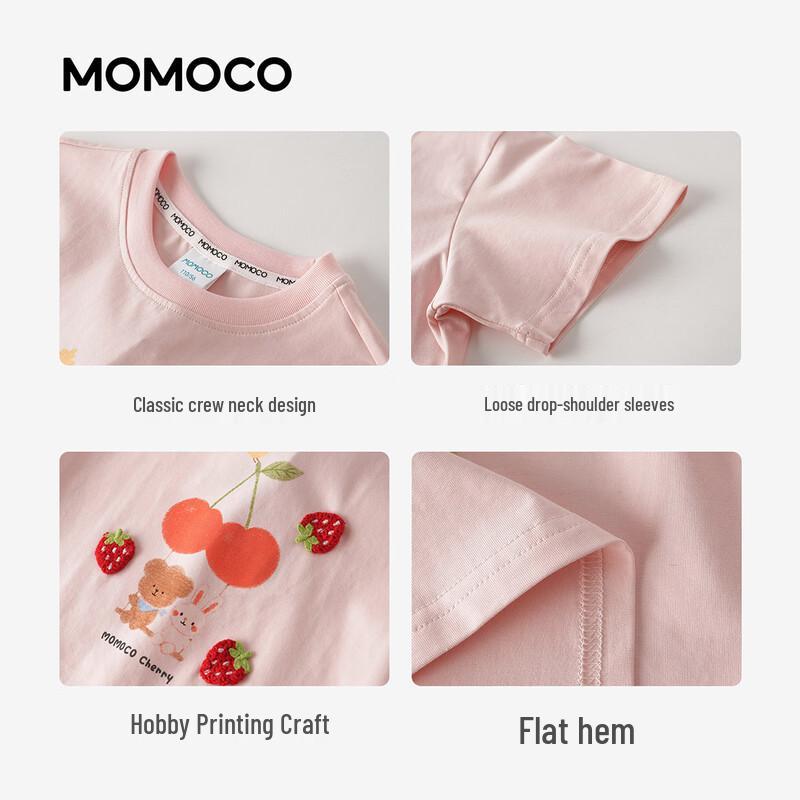 MOMOCO Girls' Casual Fruit Print Short Sleeve T-shirt