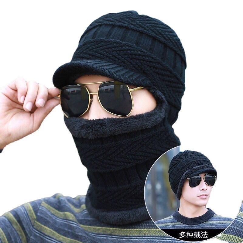 Hat men's winter tide cycling windproof ear protection wool knitted hat winter velvet cold protection warm cover hat