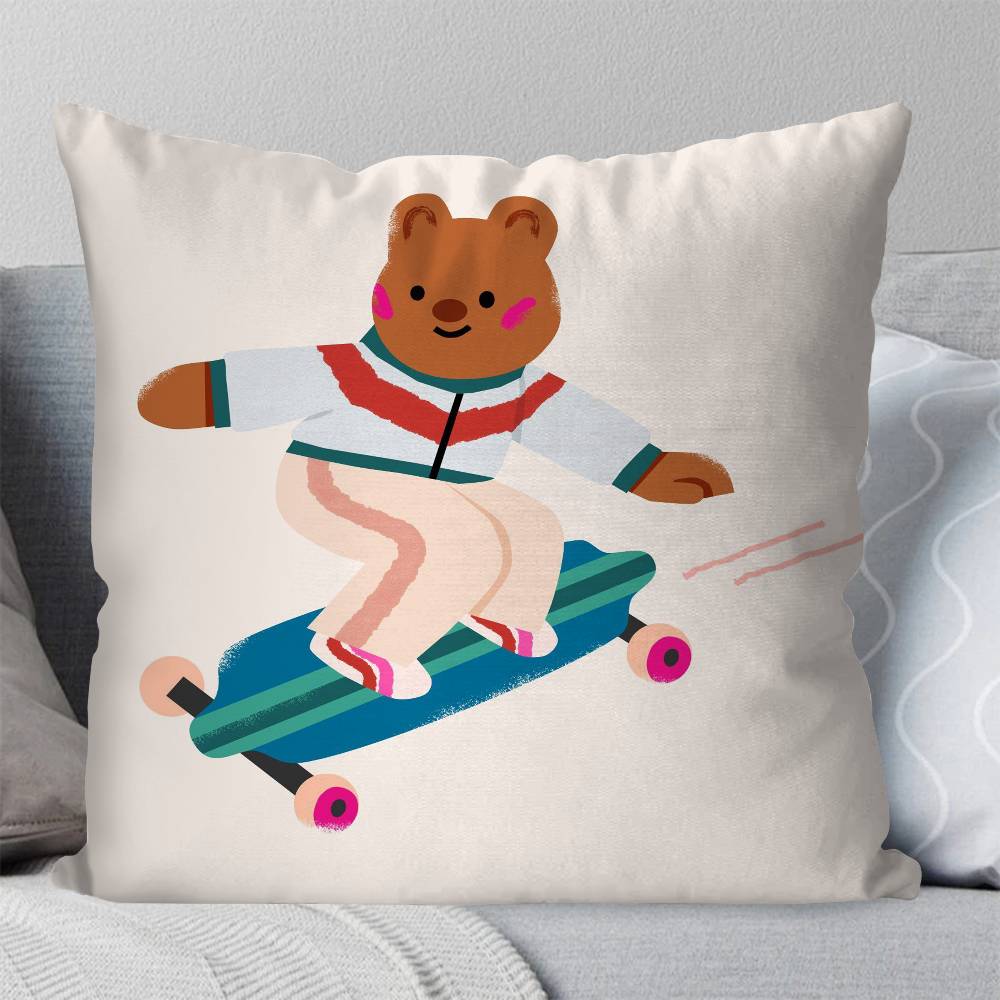 Simple Animal Antics Pillow Case Fashion Square Pillowcase Bedroom Sofa Room Ins Decoration Leisure