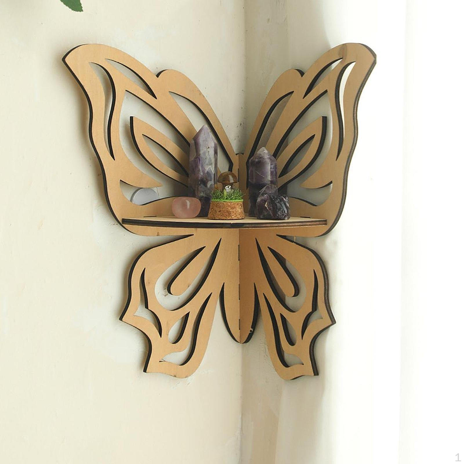 

Butterfly Corner Shelf, Wall Organizer, Decorative Floating Wooden Suitable for Style B