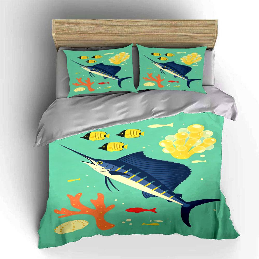 Fish and coral design. Bedding sets Duvet cover sets Duvet covers Pillowcases(1* Duvet Cover 2* Pillowcases without duvet insert)