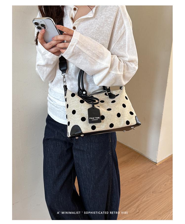 Women's 2026 Trendy Polka Dot Shoulder Bag - Large Capacity for Summer Fashion and Work Commute
