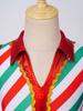 Kids Girls Christmas Costume Tulle Tutu Dress Candy Stripe Sleeveless Metallic Collar for Stage Performance Theme Party Holiday